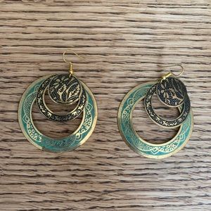 Statement Green and Black Earrings